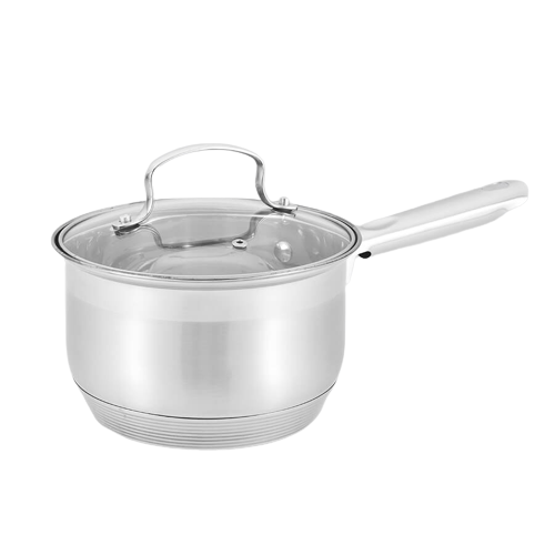 Ківш Maestro MR-3512-16S із нержавіючої сталі зі скляною кришкою 2.1 л (16 см) | Сотейник