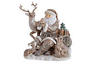 Декоративна статуетка Санта з тваринами, 19см, колір - світло-коричневий