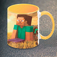 Чашка Fan Girl Стив Майнкрафт Minecraft New (453) 330 мл Желтый