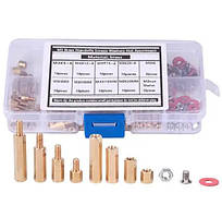 Стійка монтажна латунна М3 120 шт., міжплатна 6-гранна, набір із гвинтами