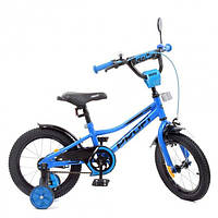 Велосипед дитячий PROF1 14д. Y14223 Prime, SKD45, дзвінок, ліхтар, дод. колеса, синій.