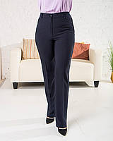 Темно-синие женские демисезонные брюки,с резинкой по талии, большие размеры 46-60