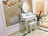 Туалетний столик із табуреткою Funfit 2781 75 x 147 x 40 см білий, фото 6