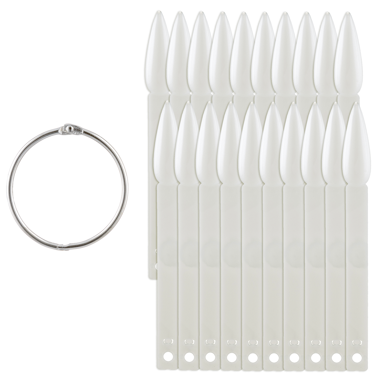 Типсы палитра для гель-лаков на кольце 12.5 см, 40 шт острые молочные ...