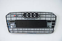Решітка радіатора Audi A7 2014-2017год Чорна з кривим (в стилі S-Line)