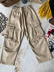 Дитячі штани карго Бежевий 2201, 30, Kuailewa, Бежевий, Унісекс, Весна Осінь, 128