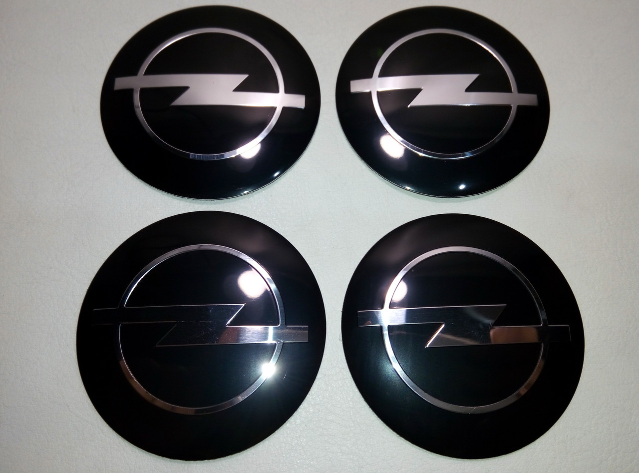 Наклейка опукла на ковпачок диска Opel 56 мм чорна, фото 1