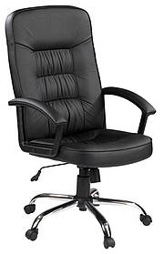 Крісло офісне Штучна шкіра та хромована металева основа чорне, bobi