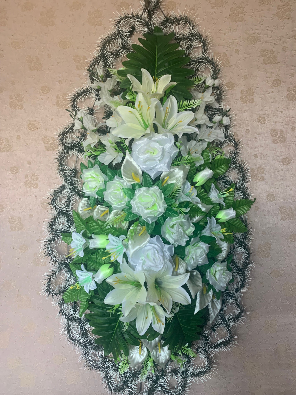 Вінокранний зі штучних квітів (Косичка висока No1), розмір 165*60 см, доставка по Україні