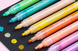 Набір різнобарвних акрилових маркерів для малювання за склом, посудом (12 маркерів)