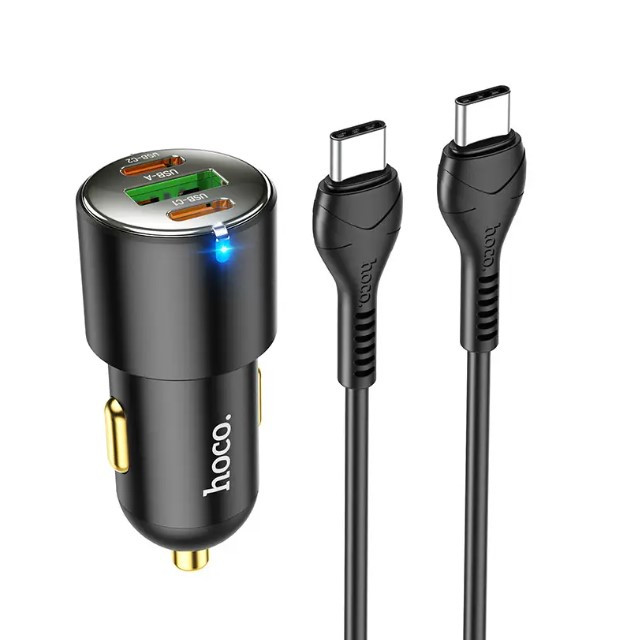Автомобільний зарядний пристрій Hoco NZ6 USB/2Type-C 45W, 3.0A + кабель Type-C to Type-C