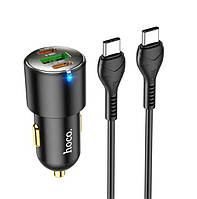 Автомобільний зарядний пристрій Hoco NZ6 USB/2Type-C 45W, 3.0A + кабель Type-C to Type-C