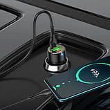 Автомобільний зарядний пристрій Hoco NZ6 USB/2Type-C 45W, 3.0A + кабель Type-C to Type-C, фото 3