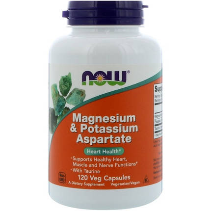 Аспартат Магнію та Калію NOW Foods Magnesium & Potassium Aspartate 120 caps, фото 1
