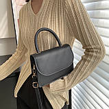Жіноча класична сумка крос-боді на ремінці через плече 6130 чорна, фото 4