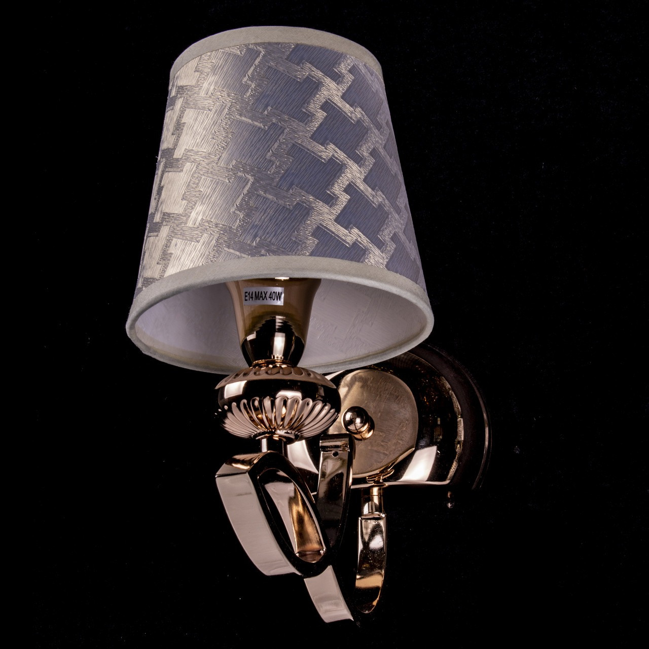 Бра з абажуром на 1 лампу Е14 колір каркасу золотий PM-P13-7224/1W/FGD, фото 1