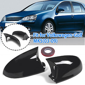 Накладки на дзеркала VW (Фольцваген) Golf 5, EOS, Golf 5/6 Plus, Jetta 5, Passat B5.5/B6, Sharan -  Глянець (стиль GTI)