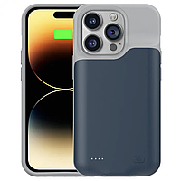 Чехол аккумулятор на iPhone 14 Pro 6000mAh (синий), Чехол батарея на айфон 14 Про (синий), чехол зарядка