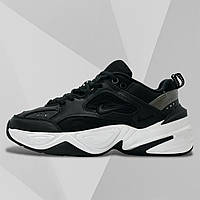 Кроссовки женские Nike Air Monarch 1 кожаные черные осенние демисезонные