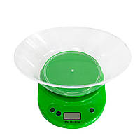 Электронные кухонные весы KE-2-EK-02 до 5кг с овальной чашей Зеленый