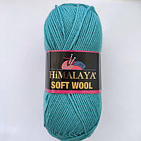 Пряжа Soft Wool Himalaya Туреччина 25% вовна 75% акрил 100 г — 250 м спиці 4 мм колір пилно-бірюзовий