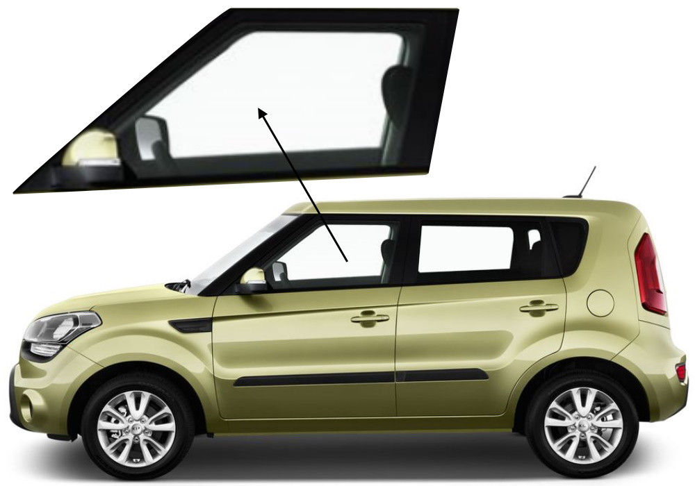 Бічне скло Kia Soul 2009-2014 передніх дверей ліве