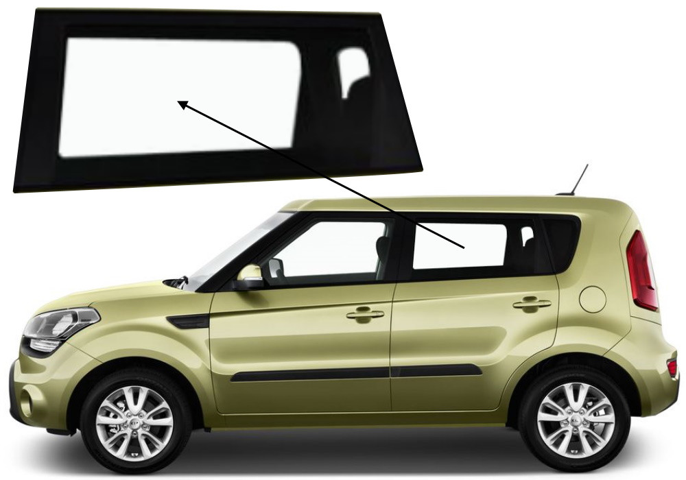 Бічне скло Kia Soul 2009-2014 задніх дверей ліве