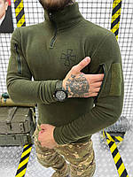 Тактическая флисовая кофта зсу олива Армейска флиска с крестом на груди хаки