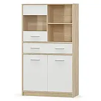 Пенал-вітрина 2Д1В1Ш Тіпс, Меблі Сервіс, Дуб самоа/Білий