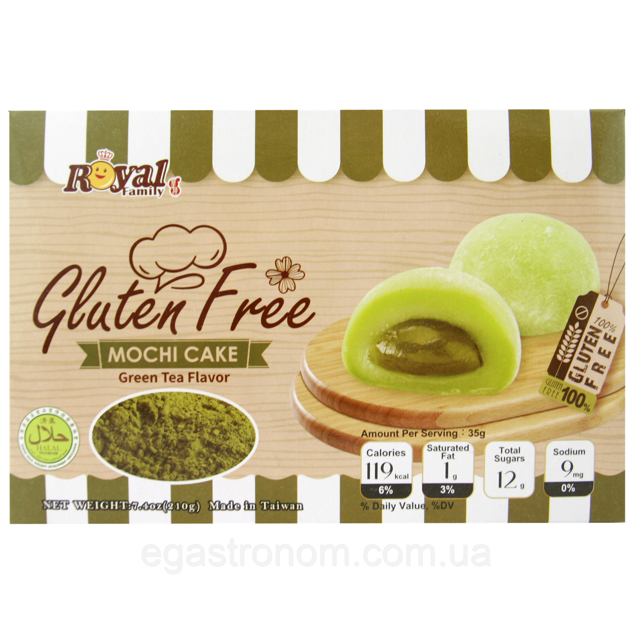Десерт мочі японський зі смаком зеленого чаю (без глютену) Роял Фемелі Royal Family 210g 24шт/ящ (Код: 00-00015123), фото 1
