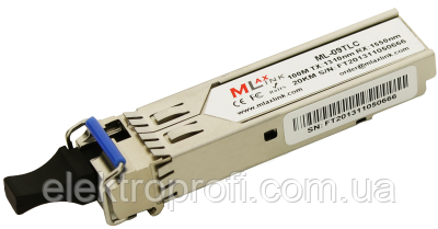 Модуль MlaxLink оптичний одноволоконний ML-09TLC SFP-WDM-20 км-1310/1550 нм-155 Мб/с LC