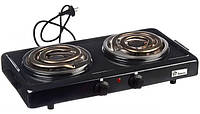 Спиральная электроплита Domotec MS-5532 на 2 конфорки настольная кухонная плита
