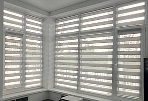 Рулонні штори день-ніч однотонні Сірий. Тканинні ролети,