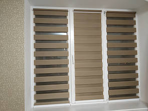 Рулонні штори день-ніч однотонні Латте. Тканинні ролети,