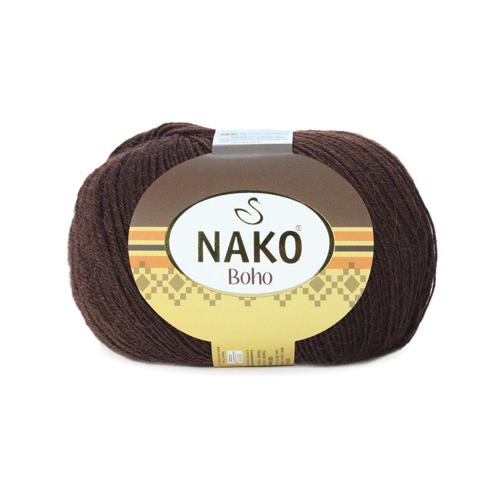 Пряжа шкарпеткова Бохо (Nako Boho) - 12536 коричневий
