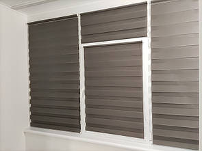 Рулонні штори день-ніч однотонні Графітовий. Тканинні ролети,