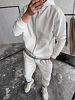 Мужской спортивный костюм на молнии (белый) качественный комплект монохром штаны мастерка skv5