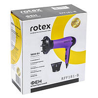 Фен ROTEX RFF181-B (потужність 1800 Вт, 2 швидкості, 3 температурні режими, дифузор, насадка-концентратор), фото 2