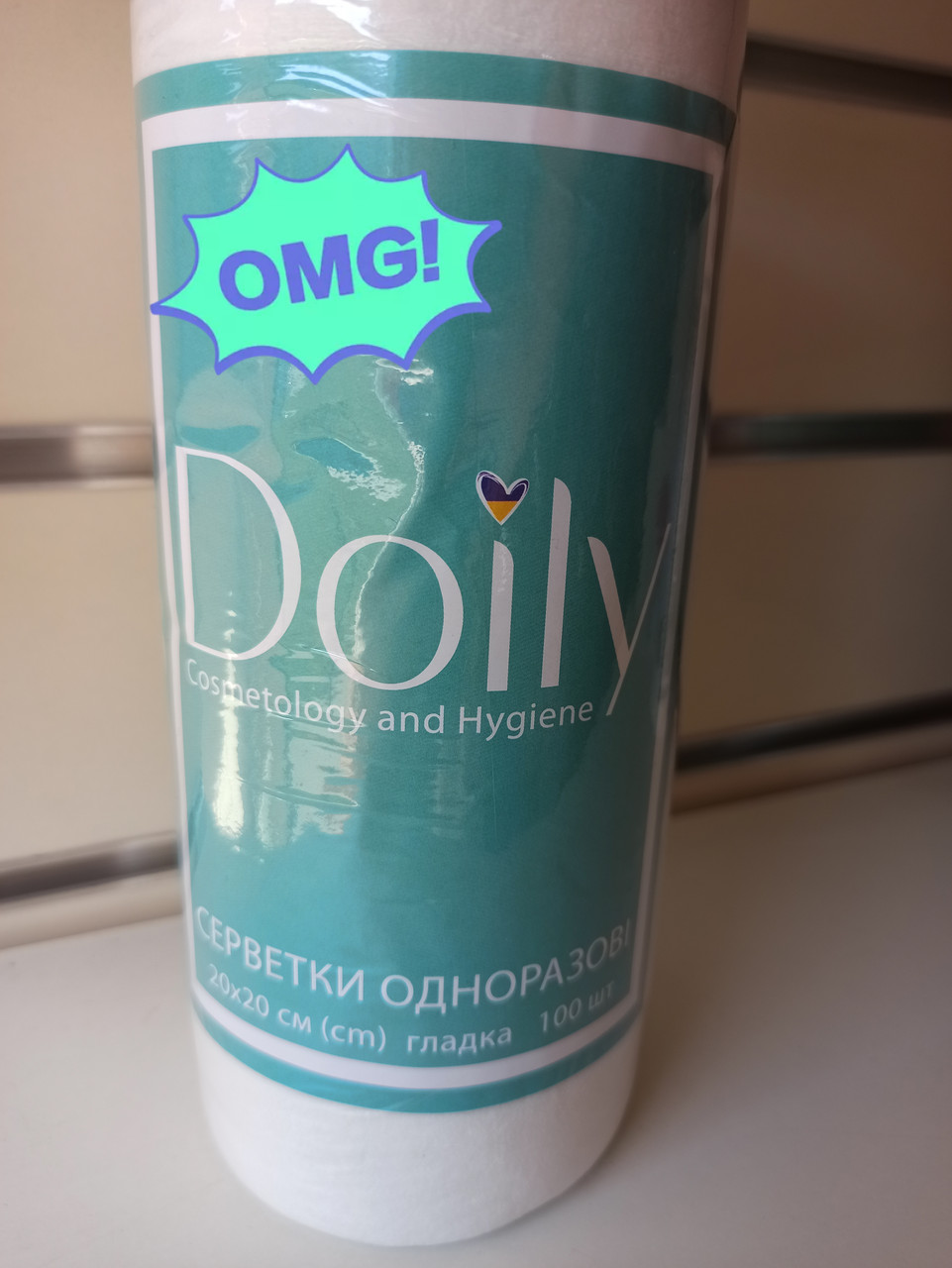 Серветки одноразові Doily 20*20 см 40 г/м2 гладкі 100 шт./рулон