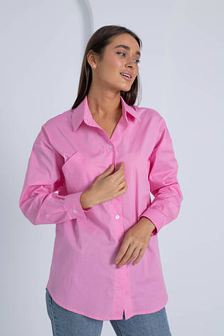 Жіноча сорочка рожевого кольору класичного пошиву розміри 44, 46, 48., фото 1