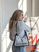 Женская сумка багет Yves Saint Laurent YSL Ив Сен Лоран бело-черная