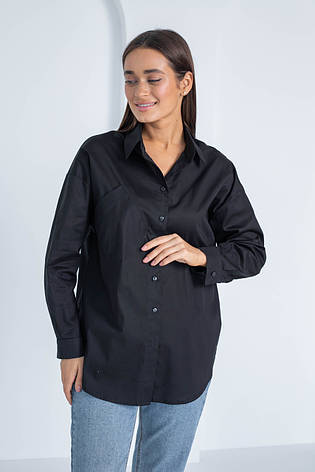 Жіноча сорочка чорного кольору класичного пошиву розміри 44, 46, 48., фото 1