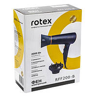 Фен ROTEX RFF200-B (потужність 2000 Вт, 2 швидкості, 3 температурні режими, дифузор, насадка-концентратор), фото 2