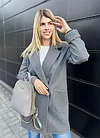 Жіноче сіре кашемірове пальто демісезонне