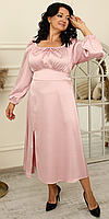 Женское нарядное романтичное платье, ткань костюмка армани, р. 48,50,52,54 розовый