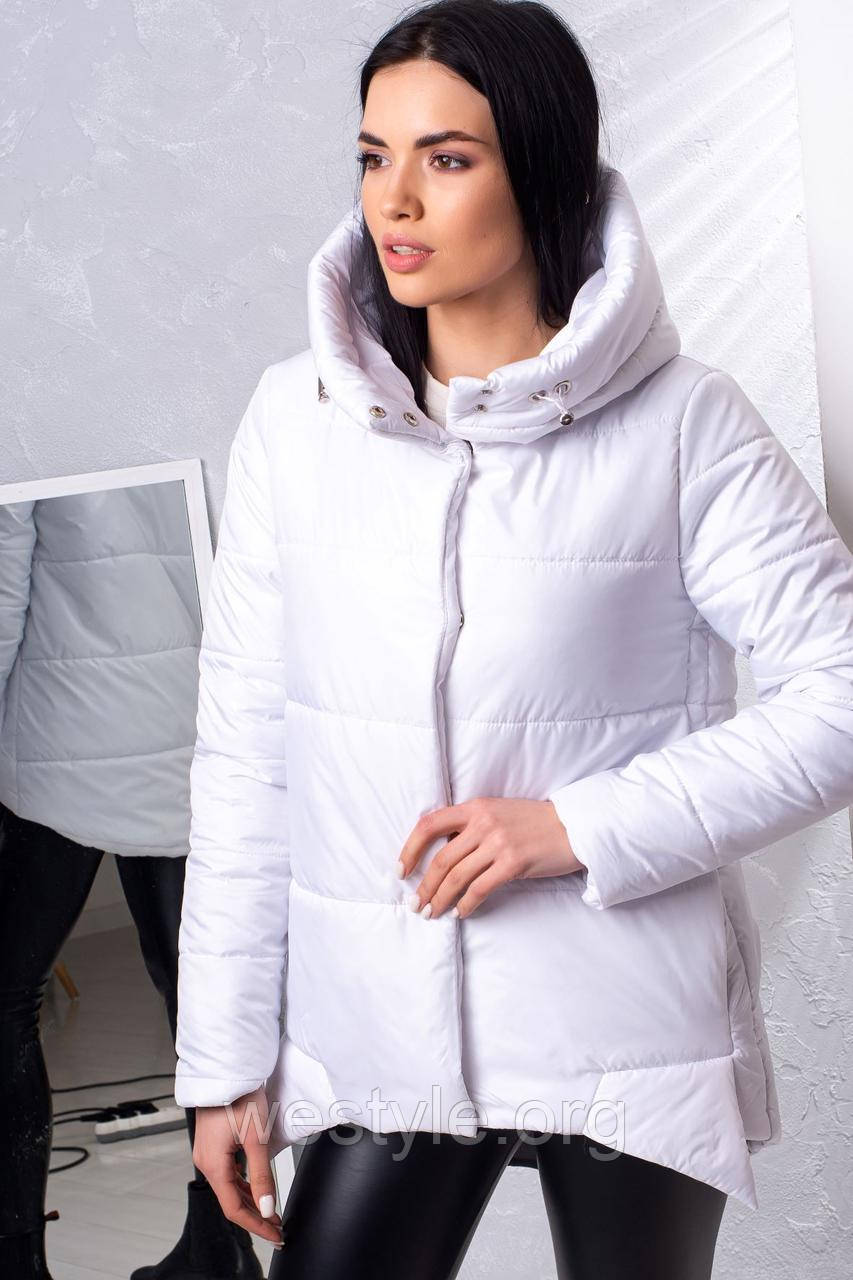 Куртка жіноча демісезонна подовжена з капюшоном — 014 білий колір