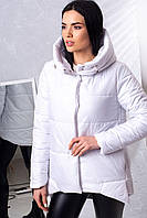 Куртка женская демисезонная удлиненная с капюшоном - 014 белый цвет