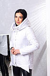 Куртка жіноча демісезонна подовжена з капюшоном — 014 білий колір, фото 3