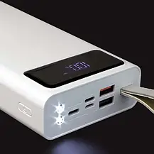 Зовнішній акумулятор Power Way TX-30 30000 mAh /2 USB/Fast Charge/Ліхтарик/ White/, фото 2