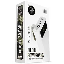 Зовнішній акумулятор Power Way TX-30 30000 mAh /2 USB/Fast Charge/Ліхтарик/ White/, фото 3